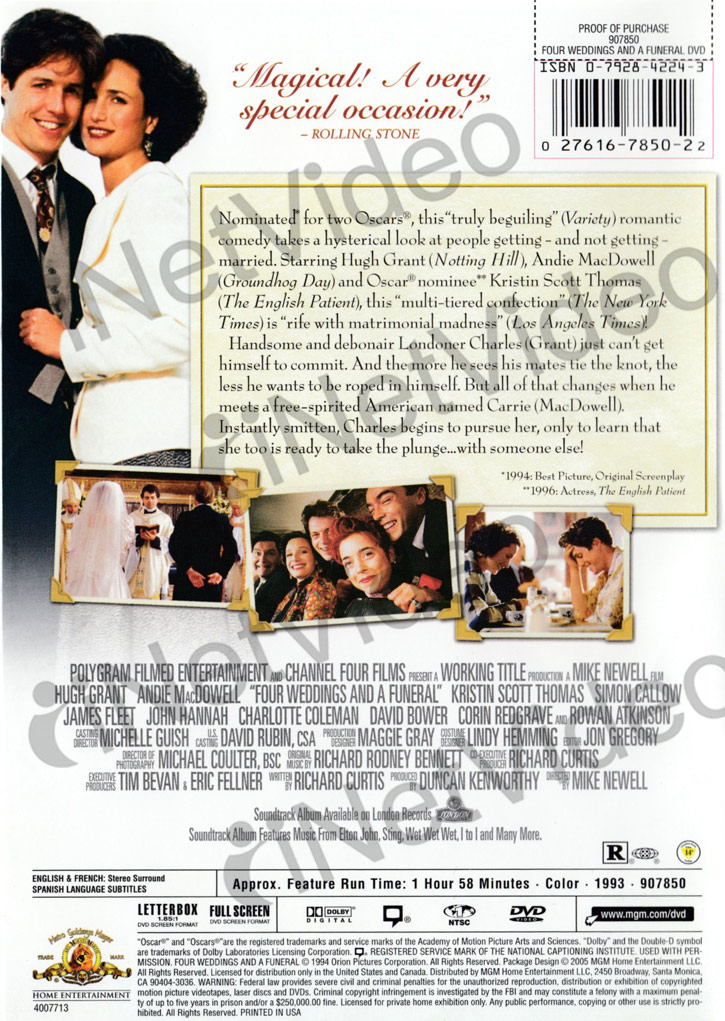  original title four weddings and a funeral region 1 1993 actors callow