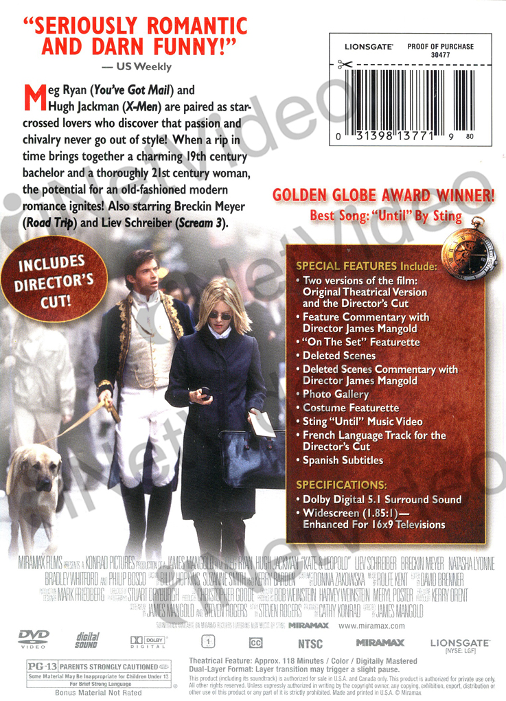 Kate and Leopold New DVD