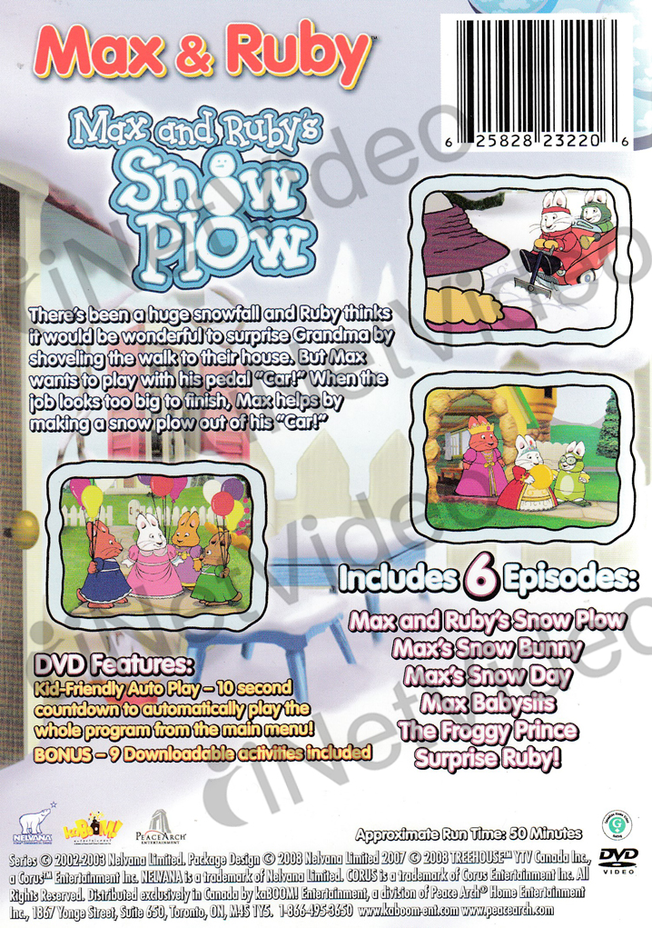 MAX AND RUBY   MAX AND RUBYS SNOW PLOW *NEW DVD** 625828232206  