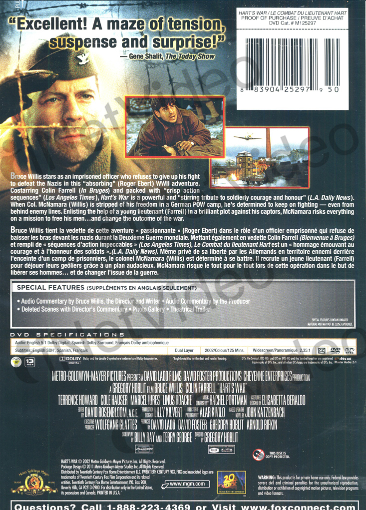 Hart s War (New Cover) (Bilingual) New DVD 883904252979 | eBay