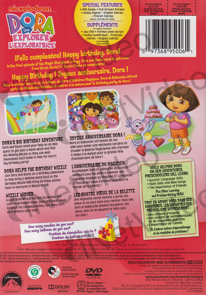 DORA THE EXPLORER : Dora's Big Birthday Adventure (Bilingual) (Dvd) $12 ...