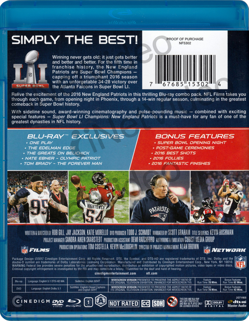 NFL Super Bowl 51 Champions Blu-ray